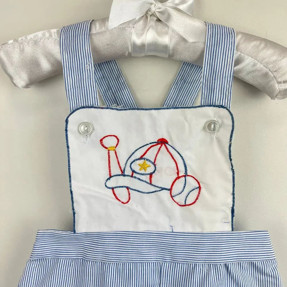 Vintage Judy Philippine Blue Baseball Sunsuit Romper 12 Months